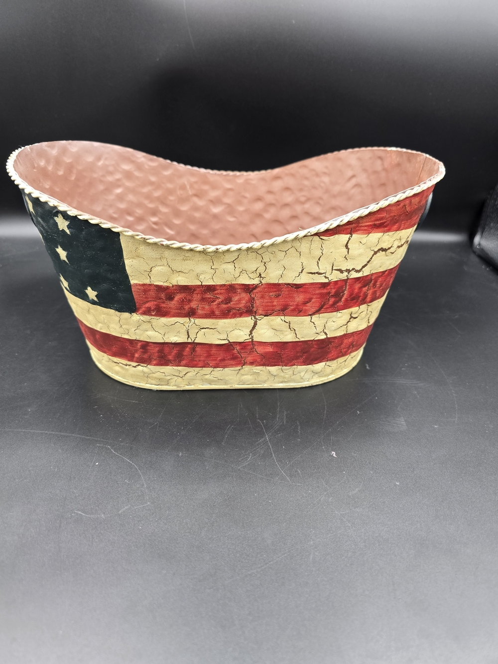 Patriotic Red, Blue & Cream Decorative Flag Planter